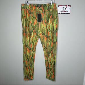 L&B 2X Cactus print leggings orange & green pants